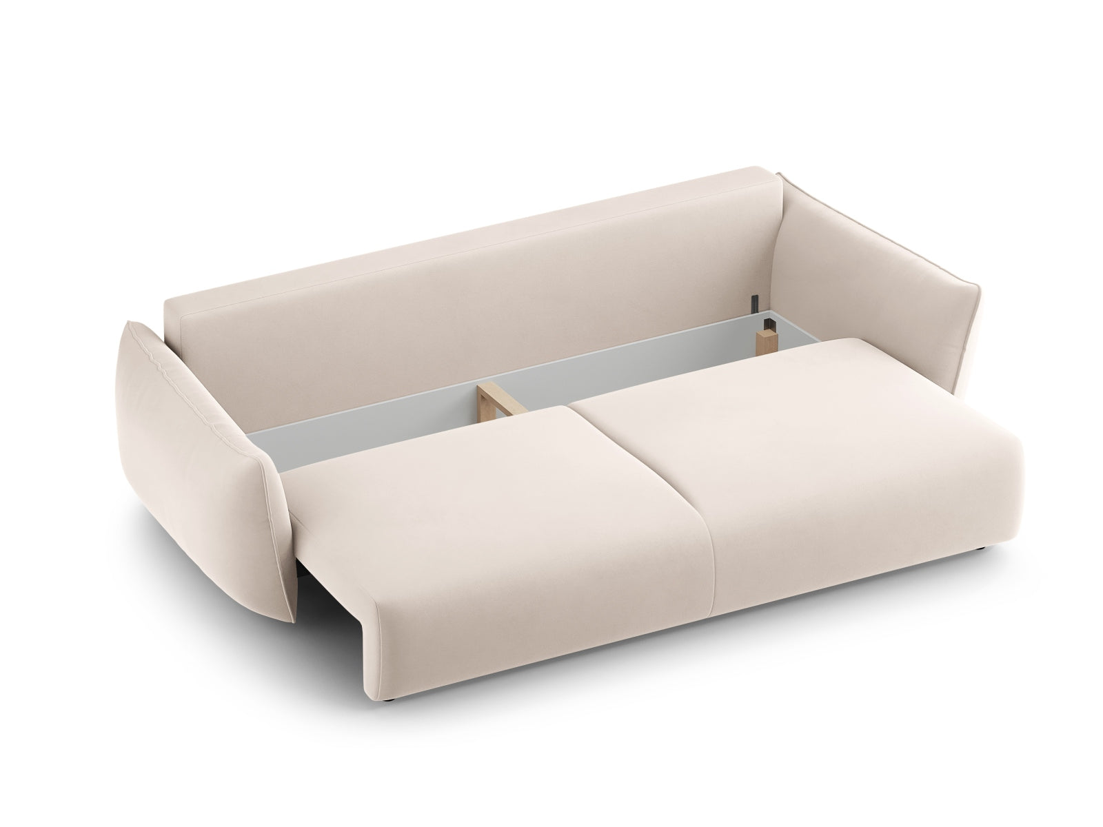 Beige 3-Sitzer Sofa Matera von Cosmopolitan Design, multifunktional mit Schlaffunktion und praktischem Stauraum für stilvolle Wohnräume.