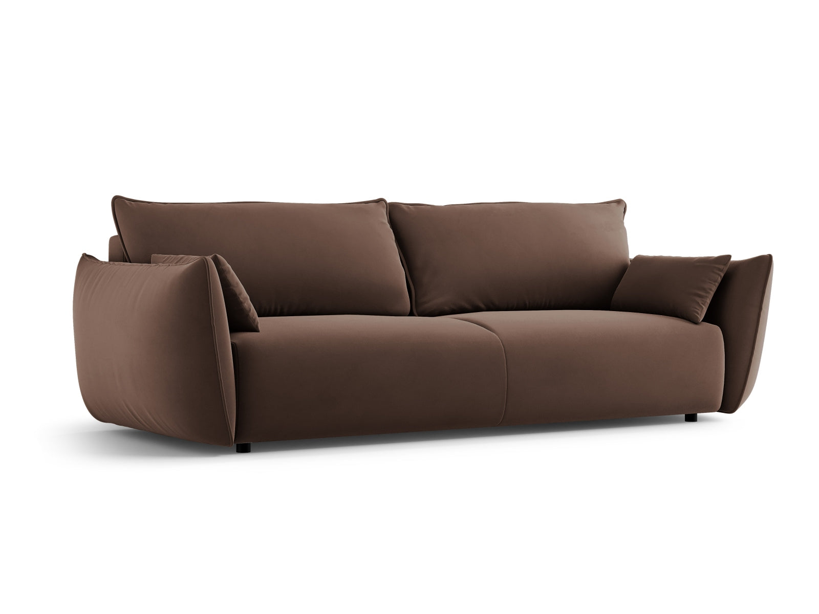 Elegantes 3-Sitzer Sofa Matera in Chocolate-Salvador, ideal für Wohnräume, bietet Schlaffunktion und praktischen Stauraum.