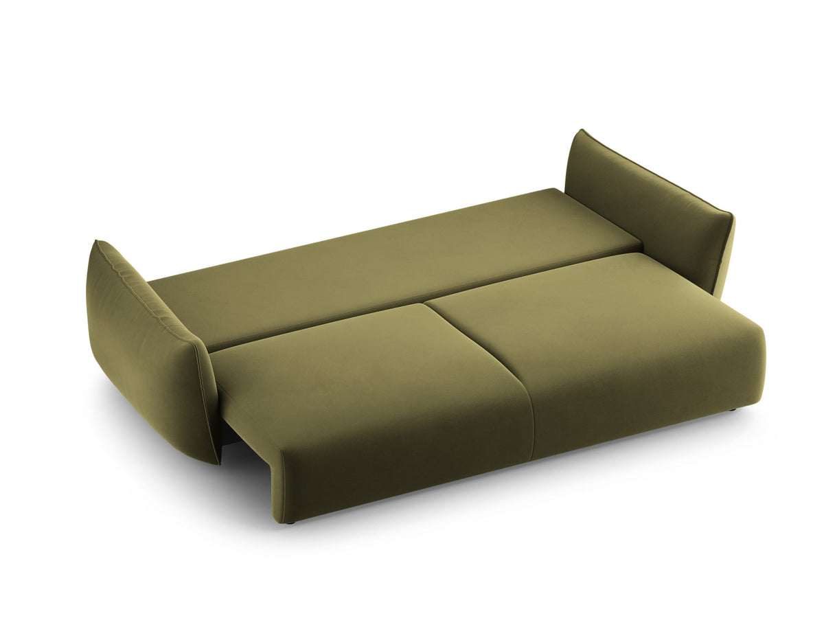 Bettsofa Matera von Cosmopolitan Design, 3-Sitzer mit Stoffbezug und schwarzen Kunststoffbeinen