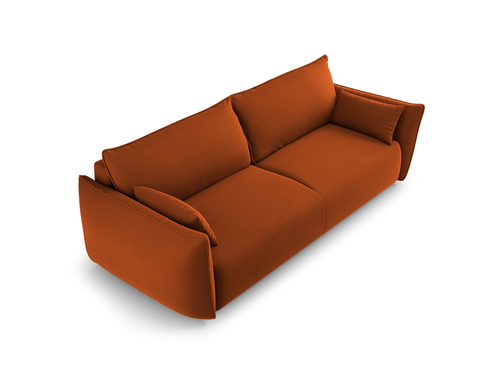 Elegantes 3-Sitzer Sofa Matera in ansprechendem Terracotta, ideal für gemütliche Abende und als praktisches Bettsofa mit Stauraum.