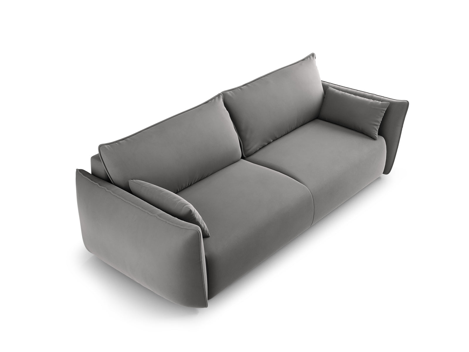 Elegantes 3-Sitzer Sofa Matera in modernem Design, ideal für Gästeübernachtungen und zur Aufbewahrung von Decken und Kissen.
