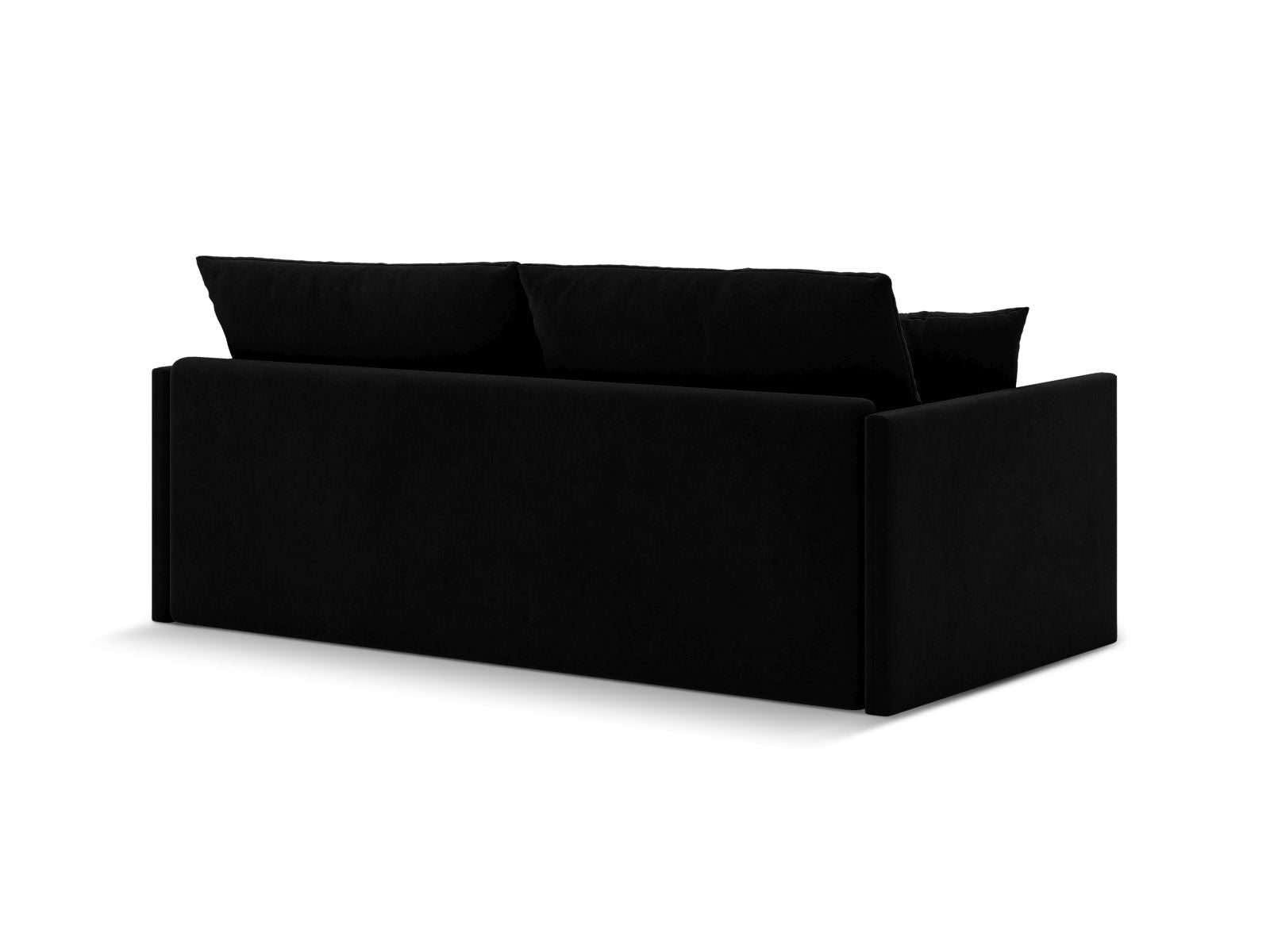 Elegantes 3-Sitzer Sofa Shannon in stilvollem Schwarz, ideal für entspannte Stunden und als praktisches Schlafsofa für Gäste.