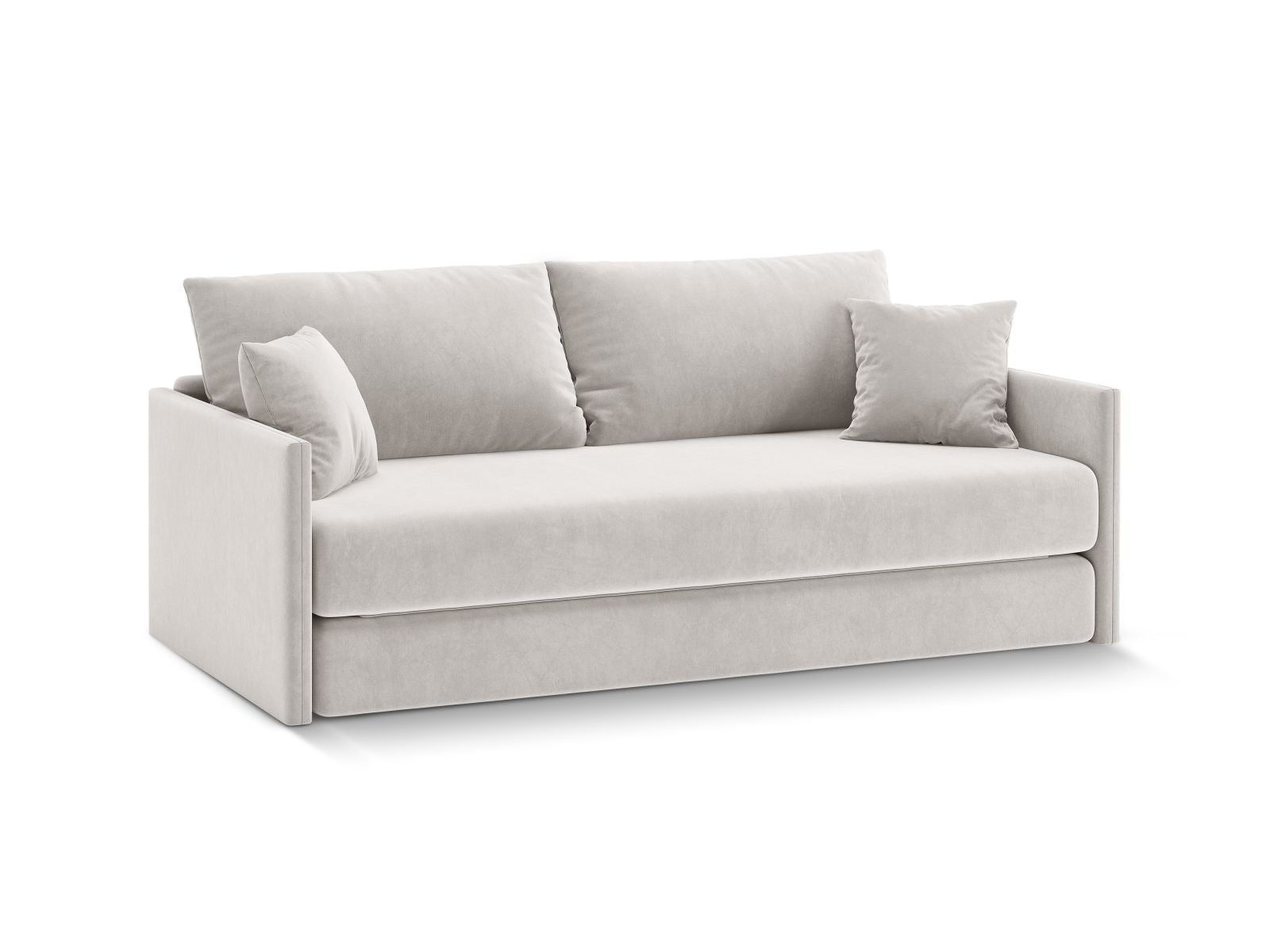 Beige 3-Sitzer Sofa Shannon mit Schlaffunktion, stilvolles Bettsofa von Cosmopolitan Design, ideal für moderne Wohnräume.