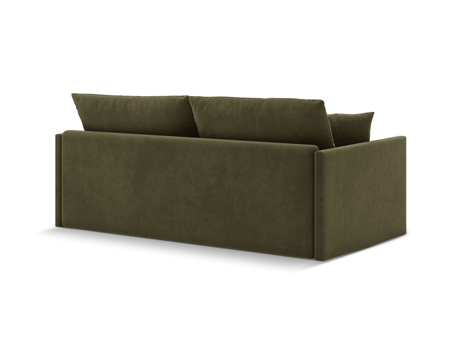 Elegantes 3-Sitzer Sofa Shannon in stilvollem Grün, ideal als komfortables Bettsofa für Übernachtungsgäste und gemütliche Abende.
