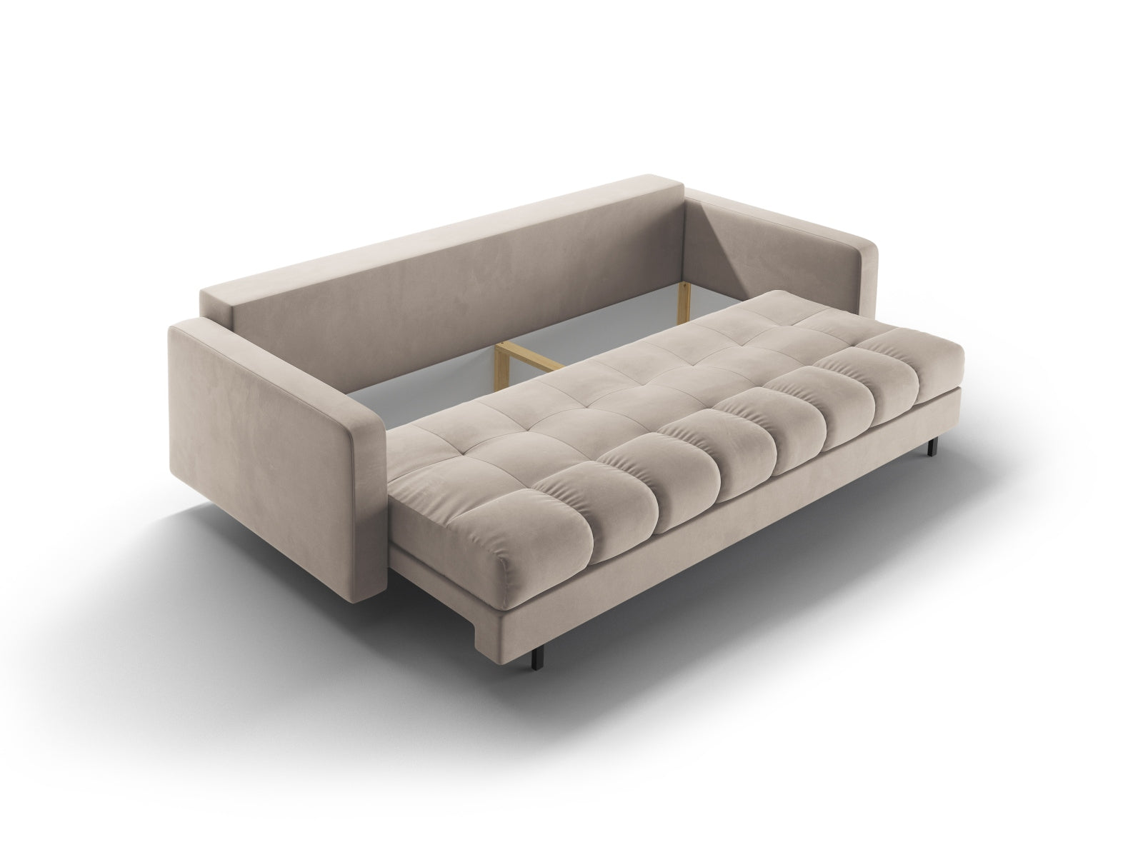 3-Sitzer Sofa Bali mit Schlaffunktion und Stauraum in Dark Beige-Bluvel präsentiert im Onlineshop von KAQTU Design AG. Bettsofa ist von Cosmopolitan Design