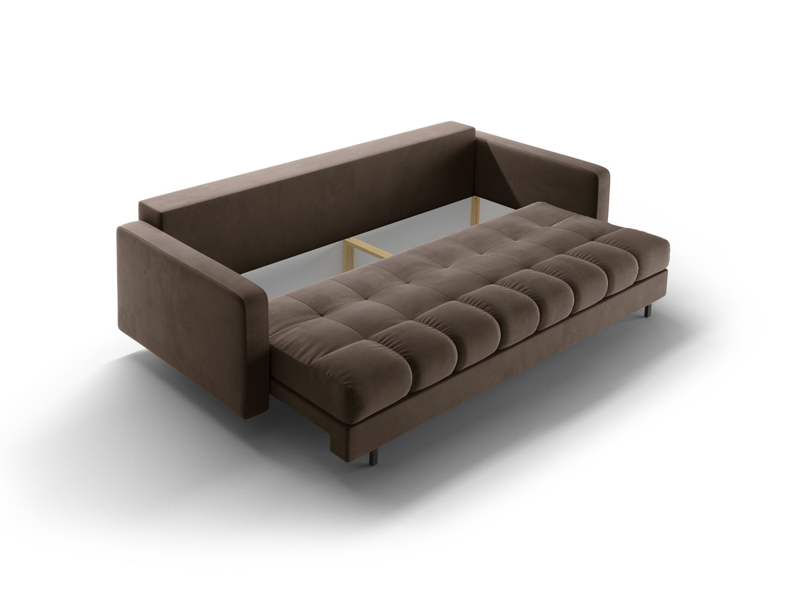 3-Sitzer Sofa Bali mit Schlaffunktion und Stauraum in Chocolate-Bluvel präsentiert im Onlineshop von KAQTU Design AG. Bettsofa ist von Cosmopolitan Design
