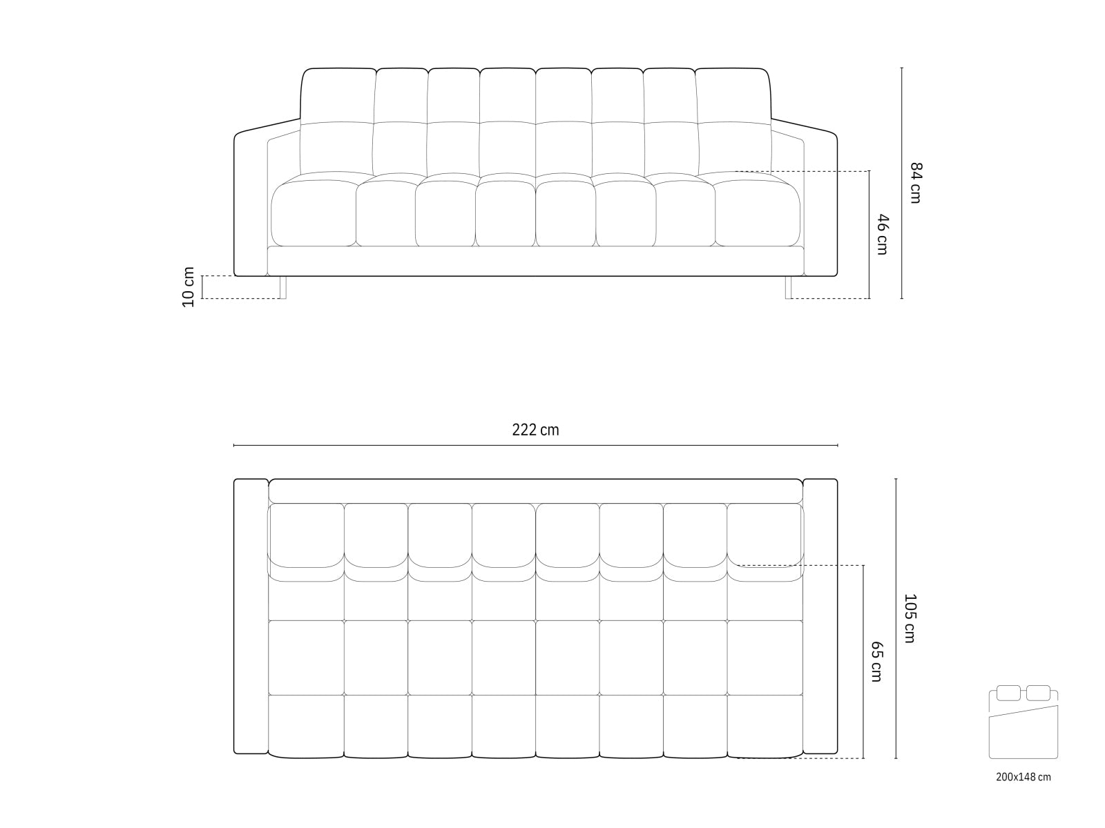 3-Sitzer Sofa Bali mit Schlaffunktion und Stauraum in Grey-Bluvel präsentiert im Onlineshop von KAQTU Design AG. Bettsofa ist von Cosmopolitan Design