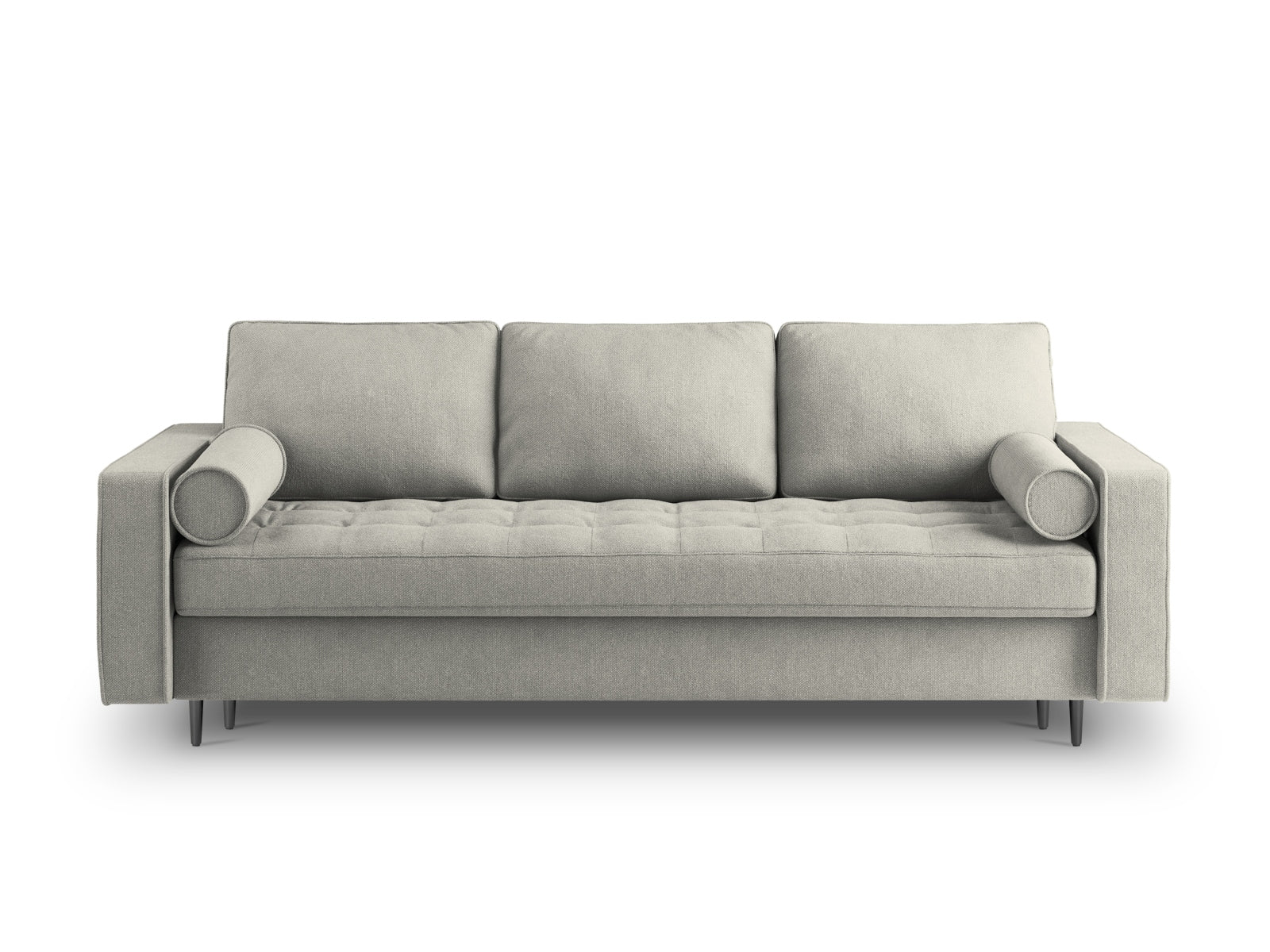 Elegantes 3-Sitzer Sofa Aspen in Light Grey-Positano, ideal für Wohnräume, bietet Schlaffunktion und praktischen Stauraum.