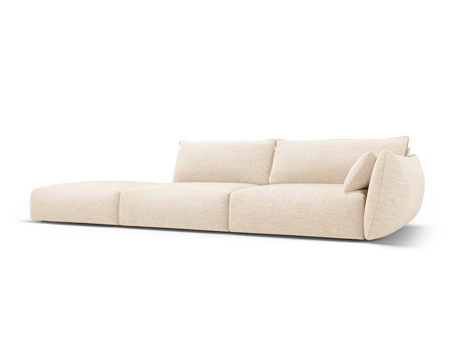 Elegantes 4-Sitzer Sofa links Matera in sanftem Beige, ideal für stilvolle Wohnräume, erhältlich bei KAQTU Design AG.