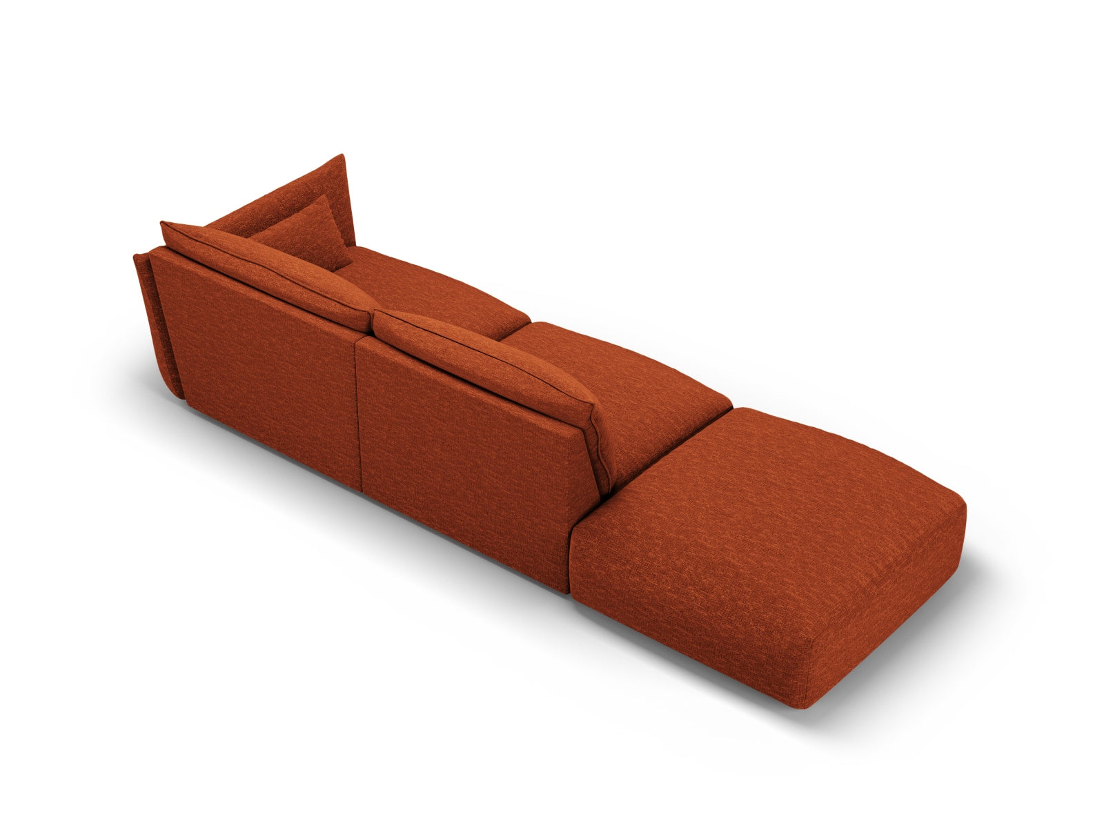 Elegantes 4-Sitzer Sofa links Matera in warmem Terracotta, ideal für einladende und geschmackvolle Wohnräume.