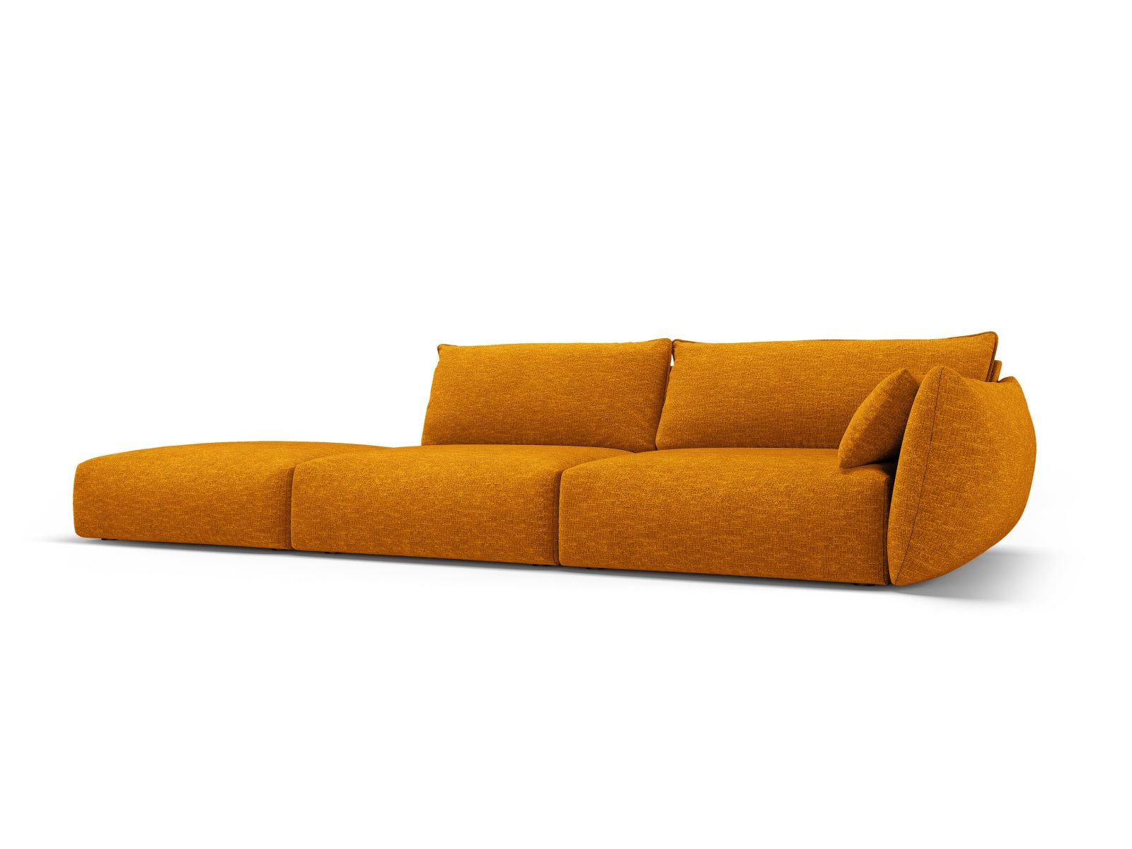 Elegantes 4-Sitzer Sofa links Matera in stilvollem Gelb, ideal für moderne Wohnräume, erhältlich bei KAQTU Design AG.