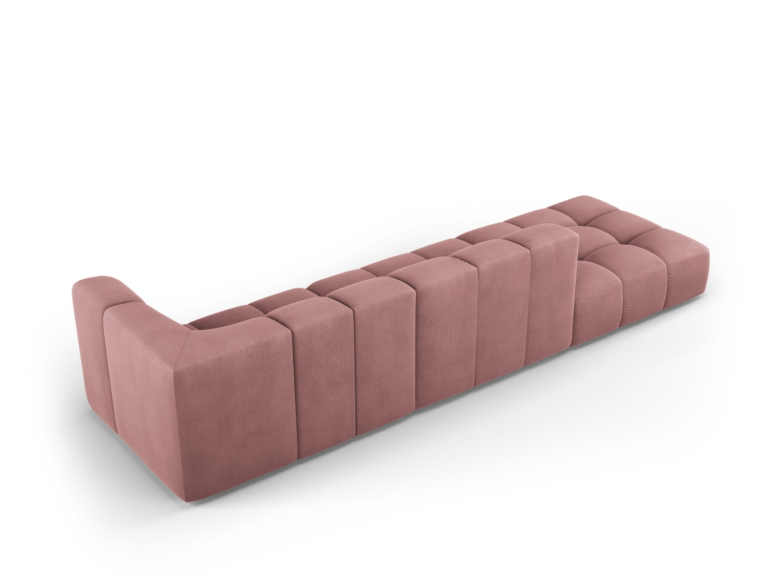 Modulares 4-Sitzer Sofa Moritz in lebhaftem Pink-Rebel, ideal für moderne Wohnkonzepte und vielseitige Raumgestaltungen.