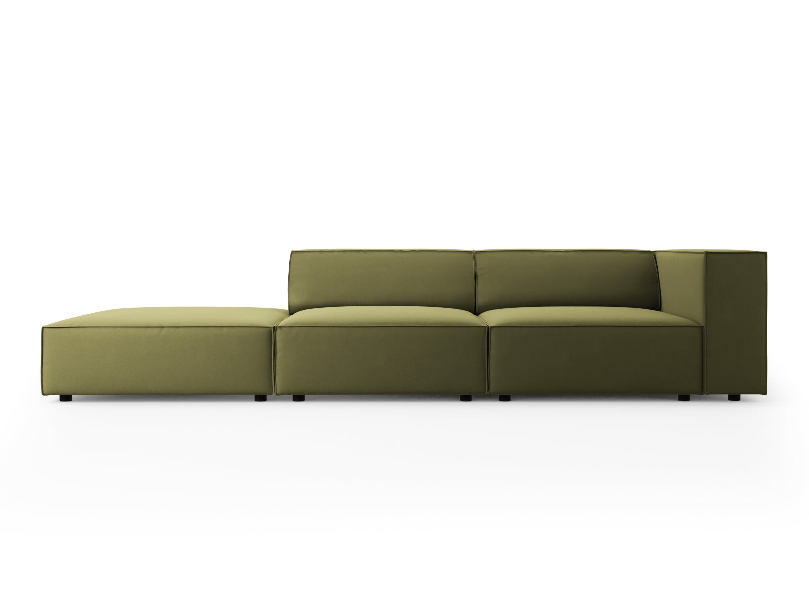 Arendal Velour Sofa links 4 Sitzer in Light Green präsentiert im Onlineshop von KAQTU Design AG. L-Sofa links ist von Cosmopolitan Design