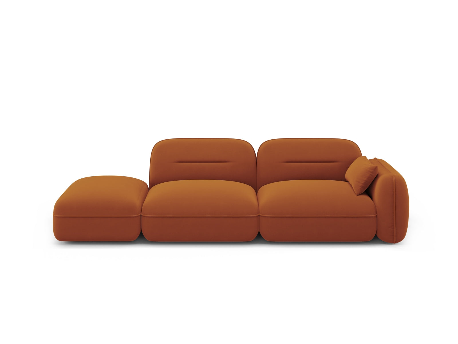Sydney Velour links Modular Sofa 3 Sitzer in Terracotta-Casino präsentiert im Onlineshop von KAQTU Design AG. 3er Sofa ist von Cosmopolitan Design
