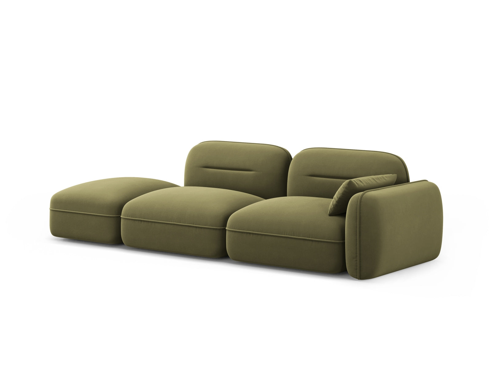 Modulares 3-Sitzer Sofa Sydney Velour in zartem Hellgrün, perfekt für moderne Wohnkonzepte, entworfen von Cosmopolitan Design.