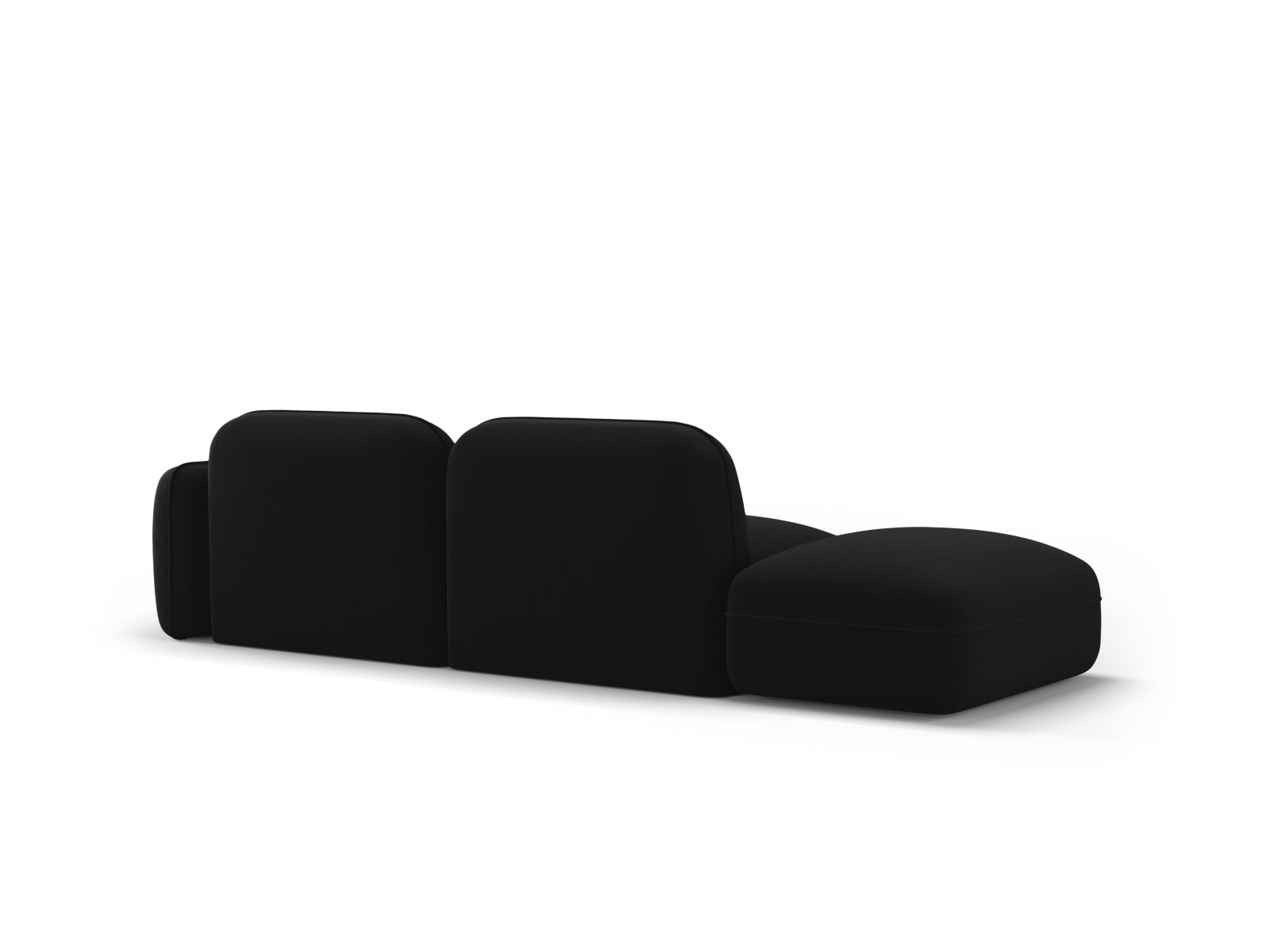 Elegantes 3-Sitzer Sofa Sydney Velour in luxuriösem Schwarz, ideal für moderne Wohnräume und stilvolle Akzente von Cosmopolitan Design.