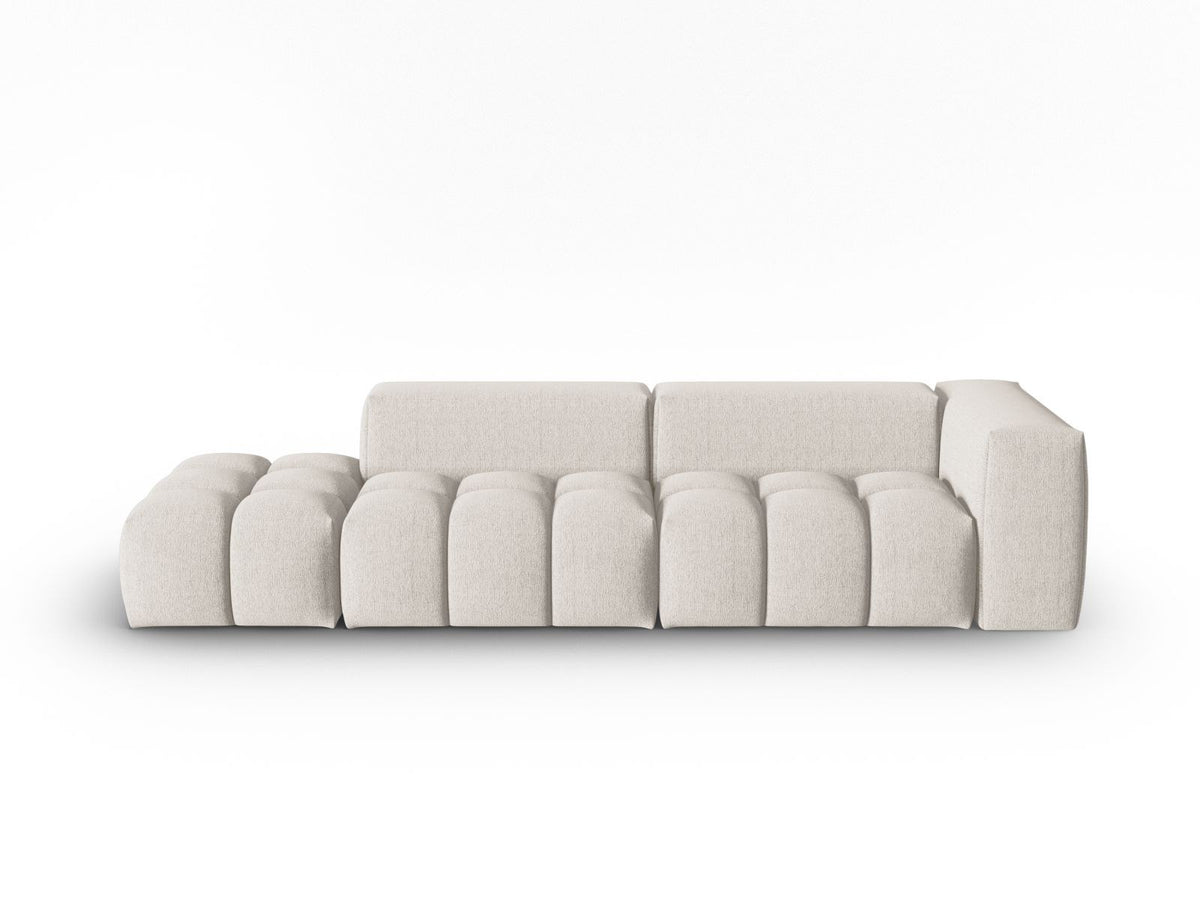 Modulares 4er Sofa Verona von Cosmopolitan Design in Beige-Sorella Stoff mit schwarzen Kunststoffbeinen und geradliniger Form