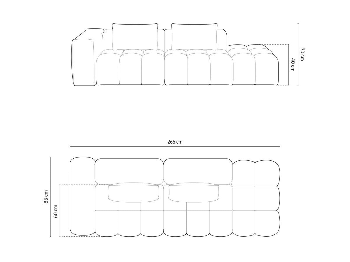 Modulares 4er Sofa Verona von Cosmopolitan Design in Beige-Sorella Stoff mit schwarzen Kunststoffbeinen und geradliniger Form