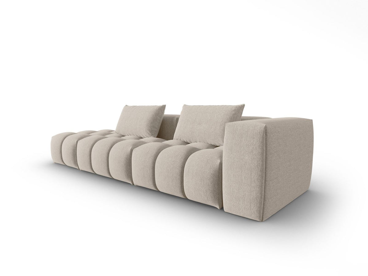 Modulares 4er Sofa Verona von Cosmopolitan Design in Beige-Sorella Stoff mit schwarzen Kunststoffbeinen und geradliniger Form
