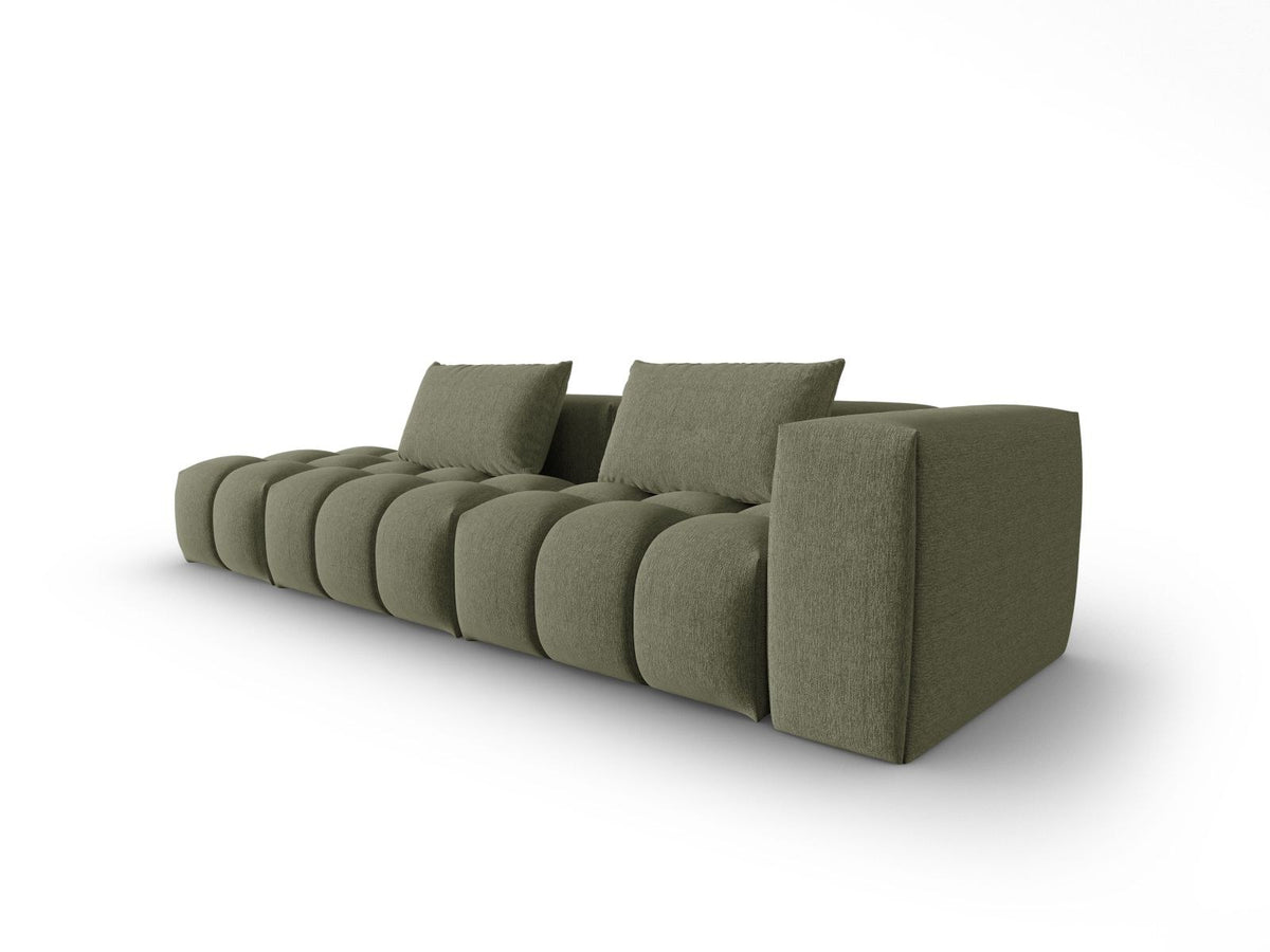 Modulares 4er Sofa Verona von Cosmopolitan Design in Beige-Sorella Stoff mit schwarzen Kunststoffbeinen und geradliniger Form