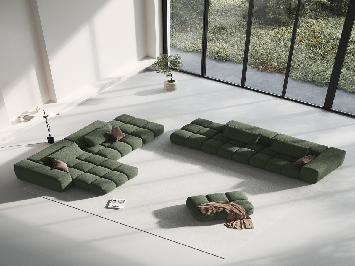 Modulares 4er Sofa Verona von Cosmopolitan Design in Beige-Sorella Stoff mit schwarzen Kunststoffbeinen und geradliniger Form