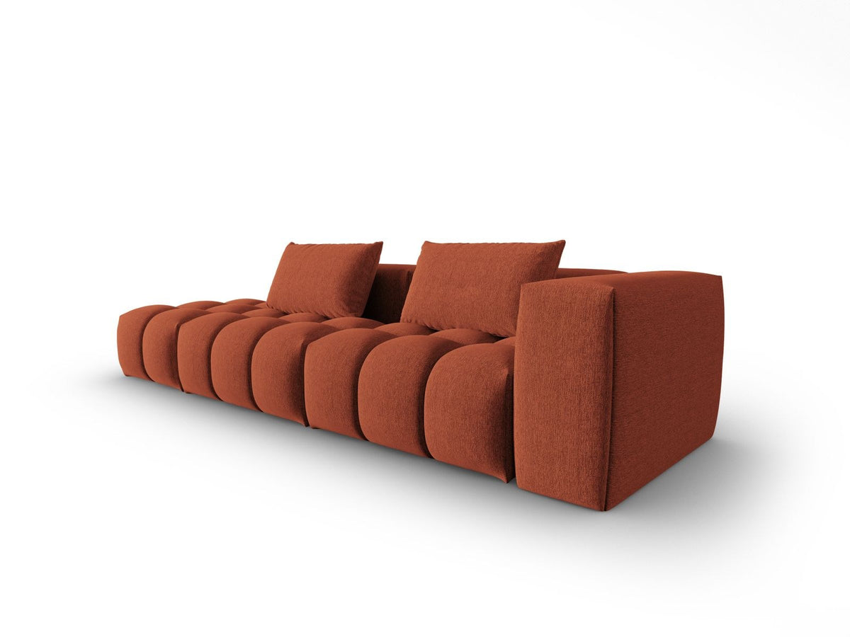 Modulares 4er Sofa Verona von Cosmopolitan Design in Beige-Sorella Stoff mit schwarzen Kunststoffbeinen und geradliniger Form