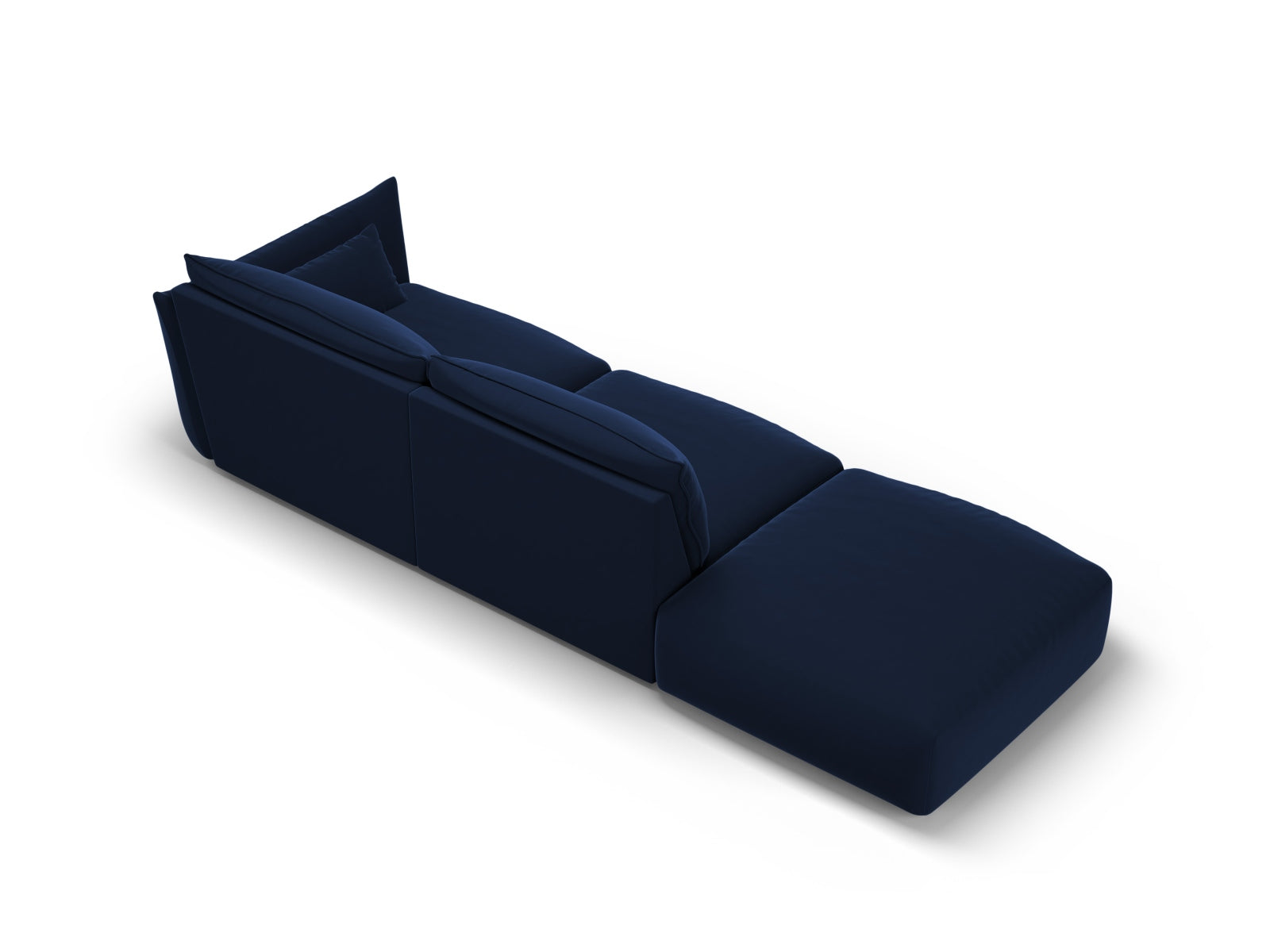 Elegantes 4-Sitzer Sofa links Matera in Royal Blue, ideal für moderne Wohnkonzepte, vereint Komfort und zeitgemäßes Design.