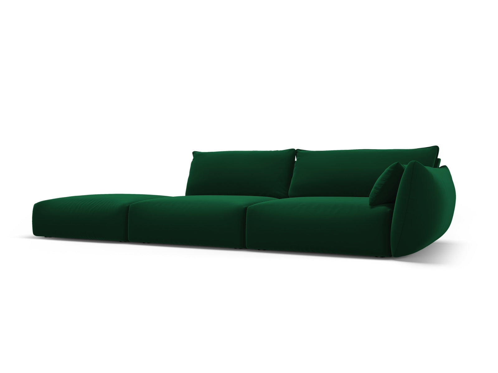 Elegantes 4-Sitzer Sofa links Matera in edlem Flaschengrün, ideal für stilvolle Wohnräume, präsentiert von Cosmopolitan Design.