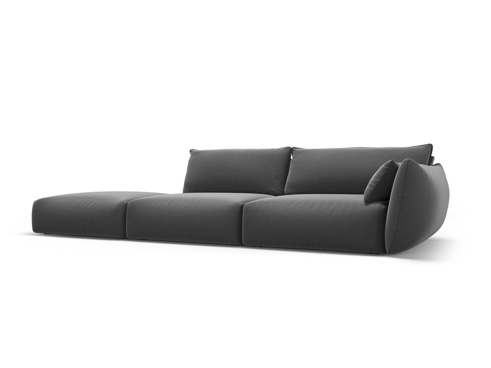 Elegantes 4-Sitzer Sofa links Matera in Dunkelgrau, stilvoll und modern, ideal für jedes Wohnzimmer, erhältlich bei KAQTU Design AG.