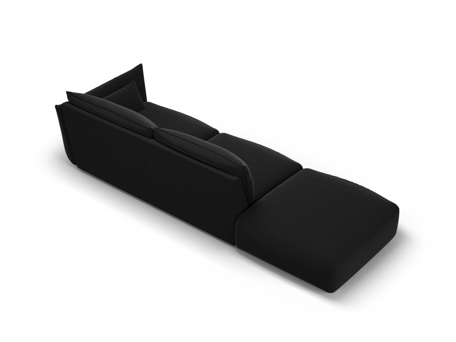 Elegantes 4-Sitzer Sofa links Matera in zeitlosem Schwarz, ideal für komfortable und stilvolle Wohnräume.