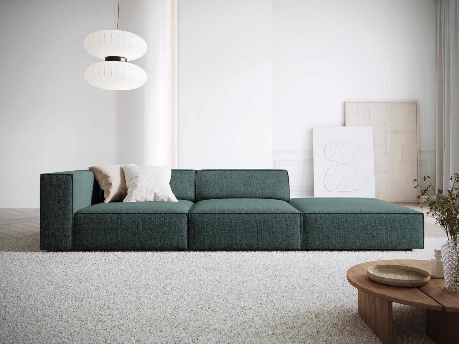 Elegantes Arendal Sofa in Petrol-Haga, 4-Sitzer, ideal für stilvolle Wohnräume, präsentiert von Cosmopolitan Design.
