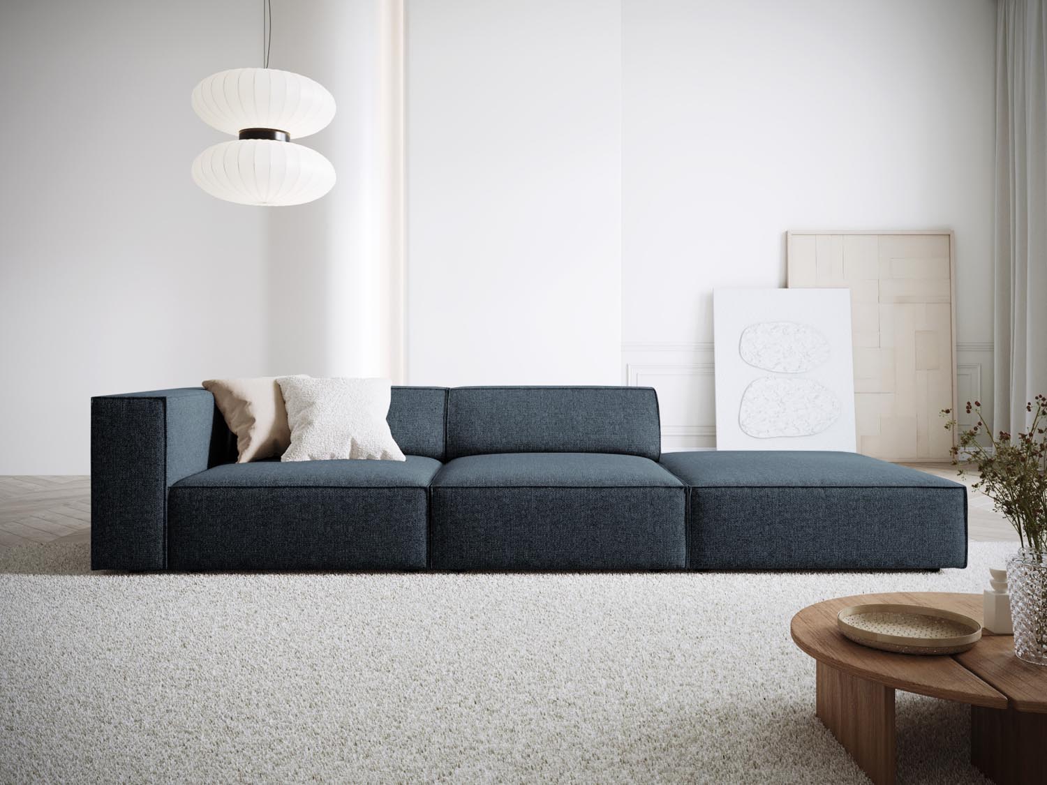 Elegantes Arendal Sofa in Royal Blue, 4-Sitzer, rechtsseitig, ideal für stilvolle Wohnräume, präsentiert von Cosmopolitan Design.