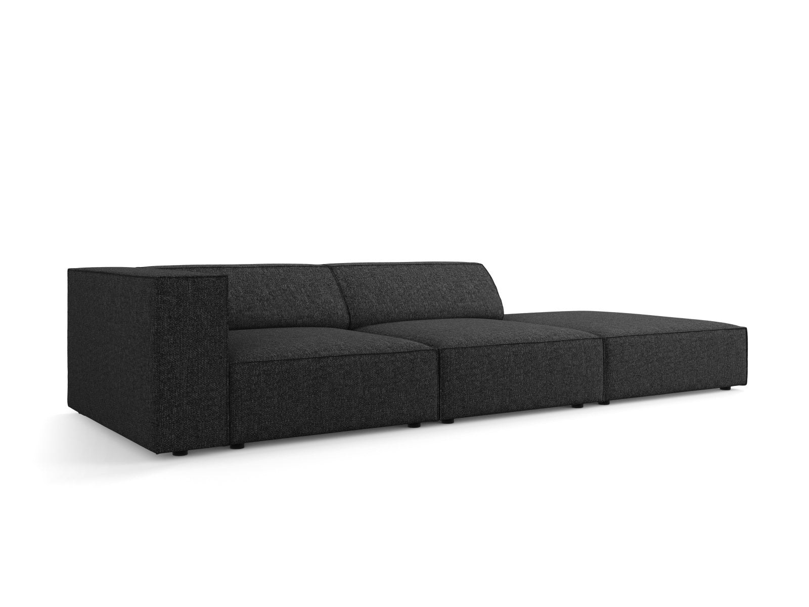 Modernes 4-Sitzer L-Sofa Arendal in Schwarz, perfekt für stilvolle Wohnräume, entworfen von Cosmopolitan Design.