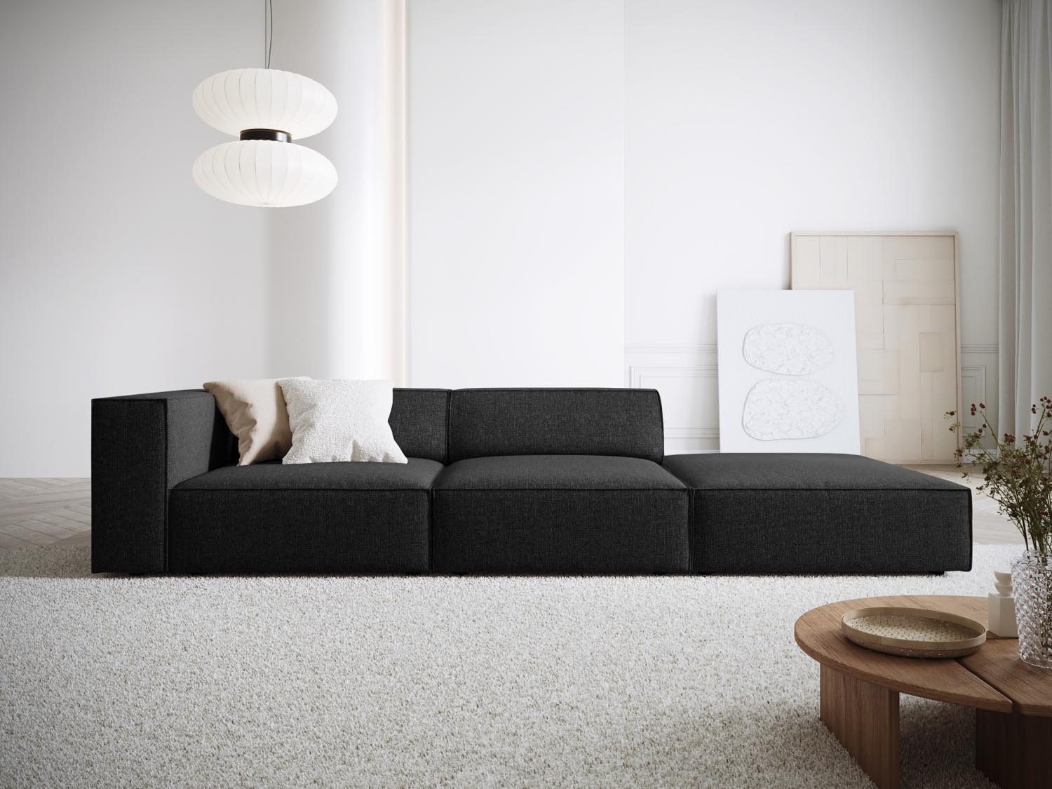 Elegantes Arendal Sofa in Schwarz, 4-Sitzer, stilvoll und modern, ideal für Ihr Wohnzimmer, präsentiert von Cosmopolitan Design.