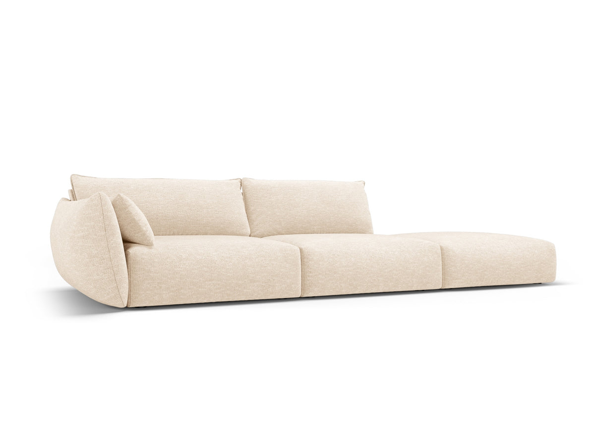 4er Sofa Matera mit Rückenlehne und Ottoman, Stoffbezug, kurze schwarze Beine