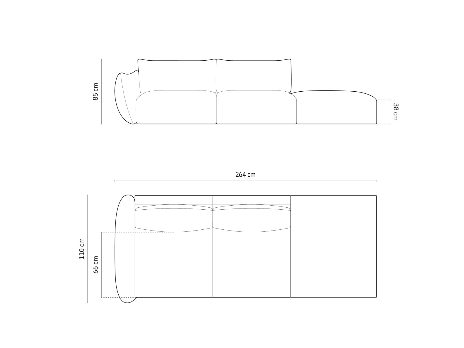 Modernes 4-Sitzer Sofa rechts Matera in Royal Blue-Haga, perfekt für gemütliche Wohnzimmer und stilvolle Einrichtung, erhältlich bei KAQTU.
