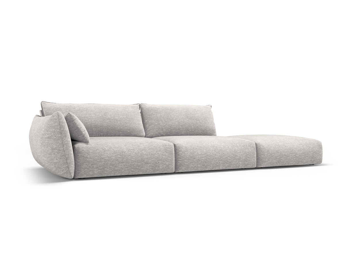 4er Sofa Matera mit Rückenlehne und Ottoman, Stoffbezug, kurze schwarze Beine