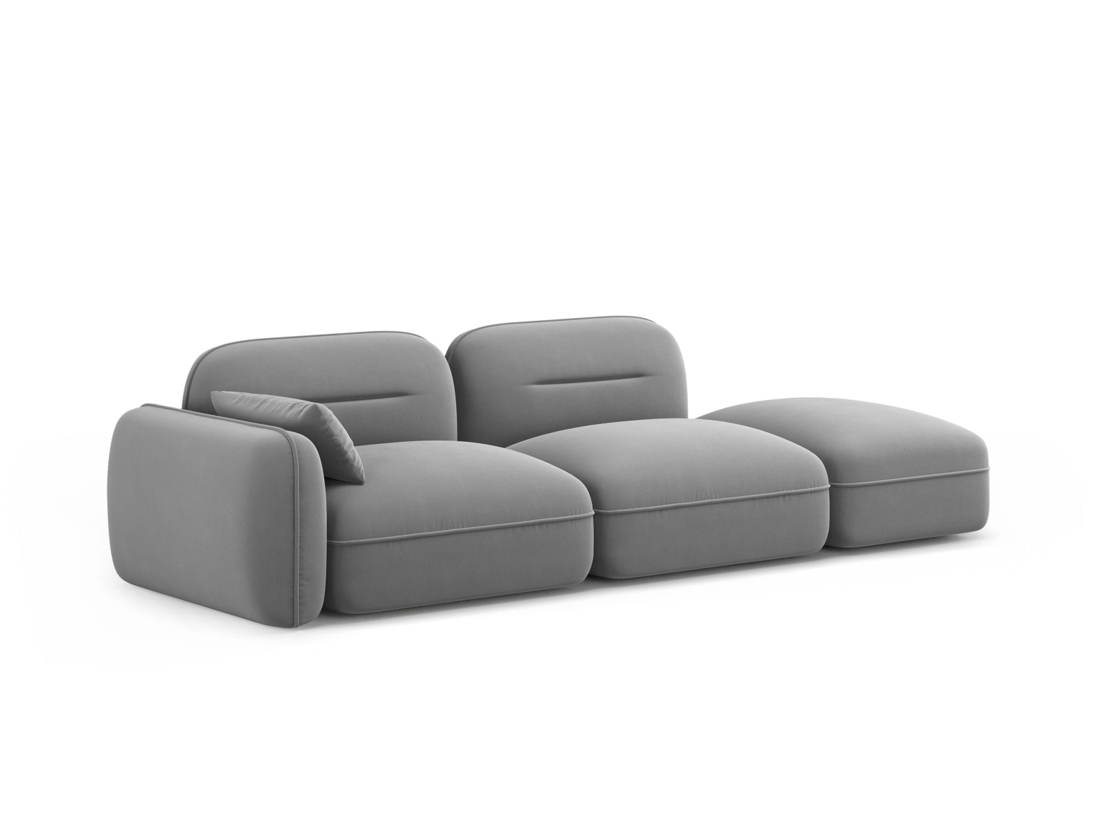 Modulares 3-Sitzer Sofa "Sydney" in sanftem Hellgrau, hochwertiger Veloursbezug, perfekt für moderne und elegante Wohnkonzepte.