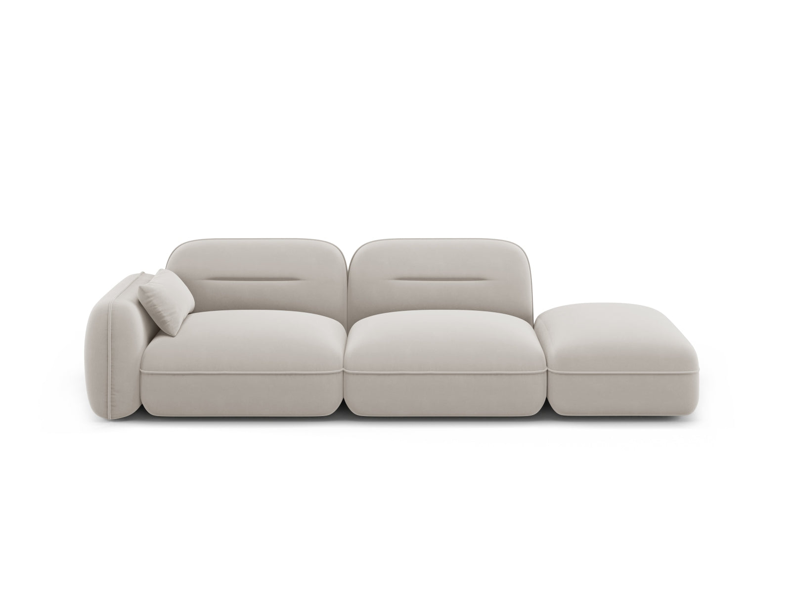 Sydney Velour Modular sofa rechts 3 Sitzer in Light Beige präsentiert im Onlineshop von KAQTU Design AG. 3er Sofa ist von Cosmopolitan Design
