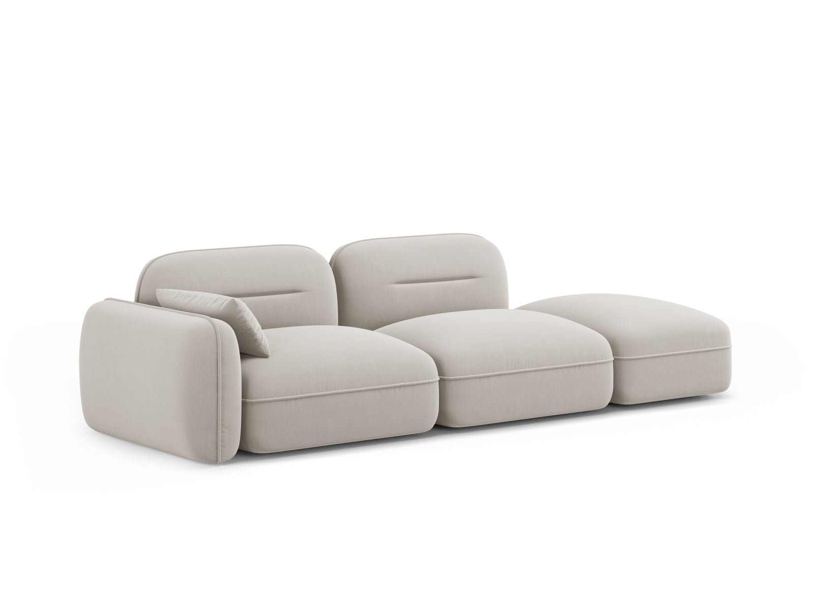 Modulares 3-Sitzer Sofa "Sydney" in sanftem Velours, rechtsseitig, perfekt für moderne und elegante Wohnambiente.