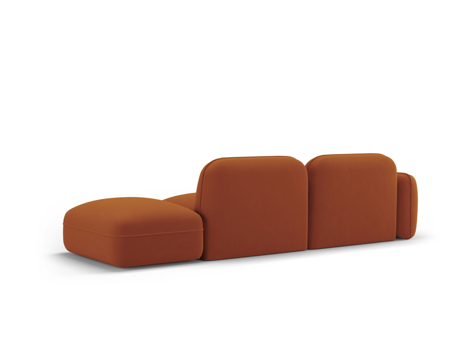 Elegantes 3-Sitzer Sofa "Sydney" in stilvollem Terracotta, mit luxuriösem Velourstoff, ideal für zeitgemäße Wohnräume.