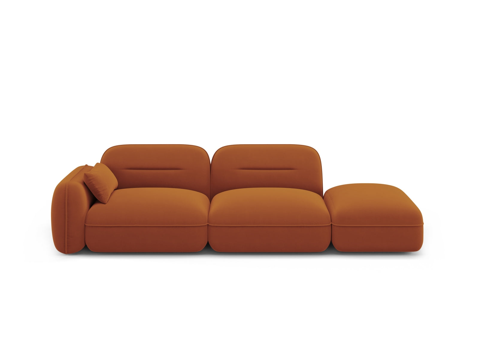 Sydney Velour Modular sofa rechts 3 Sitzer in Terracotta präsentiert im Onlineshop von KAQTU Design AG. 3er Sofa ist von Cosmopolitan Design