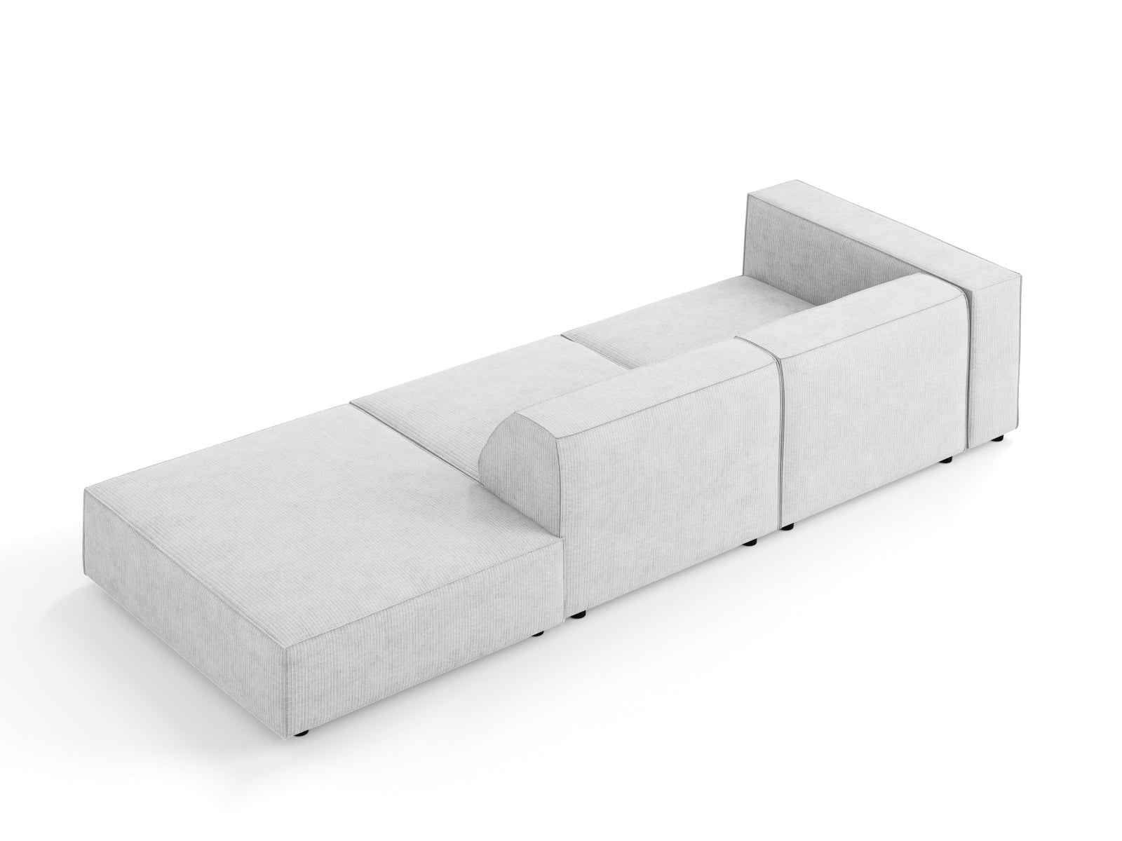 Modernes 4-Sitzer Arendal Sofa rechts in sanftem Grau, ideal für stilvolle Wohnräume, entworfen von Cosmopolitan Design.