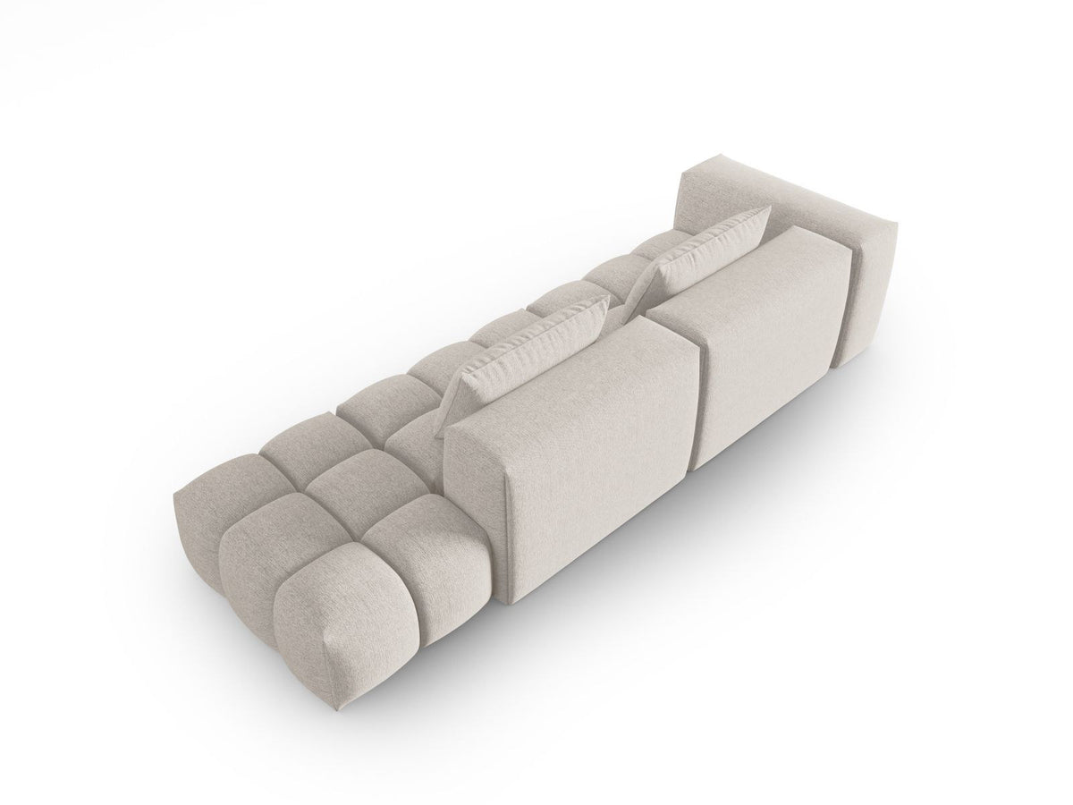 Modulares 4er Sofa Verona Rechts von Cosmopolitan Design in Beige mit Sorella-Strukturstoff, Massivholzrahmen und schwarzen Kunststoffbeinen.