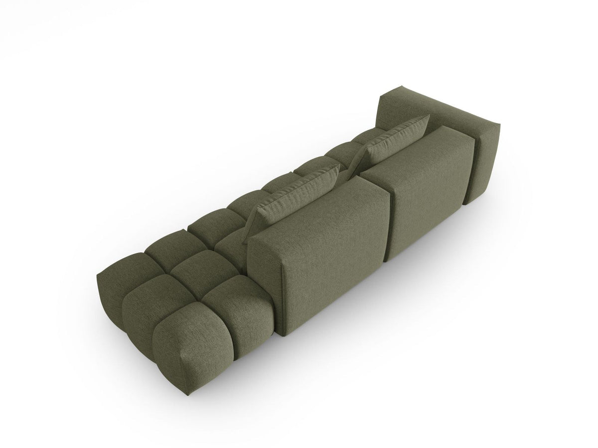 Modulares 4er Sofa Verona Rechts von Cosmopolitan Design in Beige mit Sorella-Strukturstoff, Massivholzrahmen und schwarzen Kunststoffbeinen.