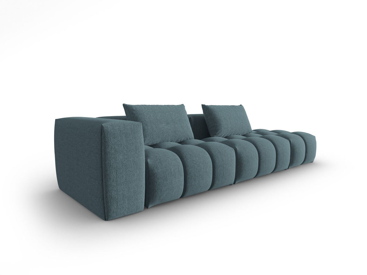 Modulares 4er Sofa Verona Rechts von Cosmopolitan Design in Beige mit Sorella-Strukturstoff, Massivholzrahmen und schwarzen Kunststoffbeinen.