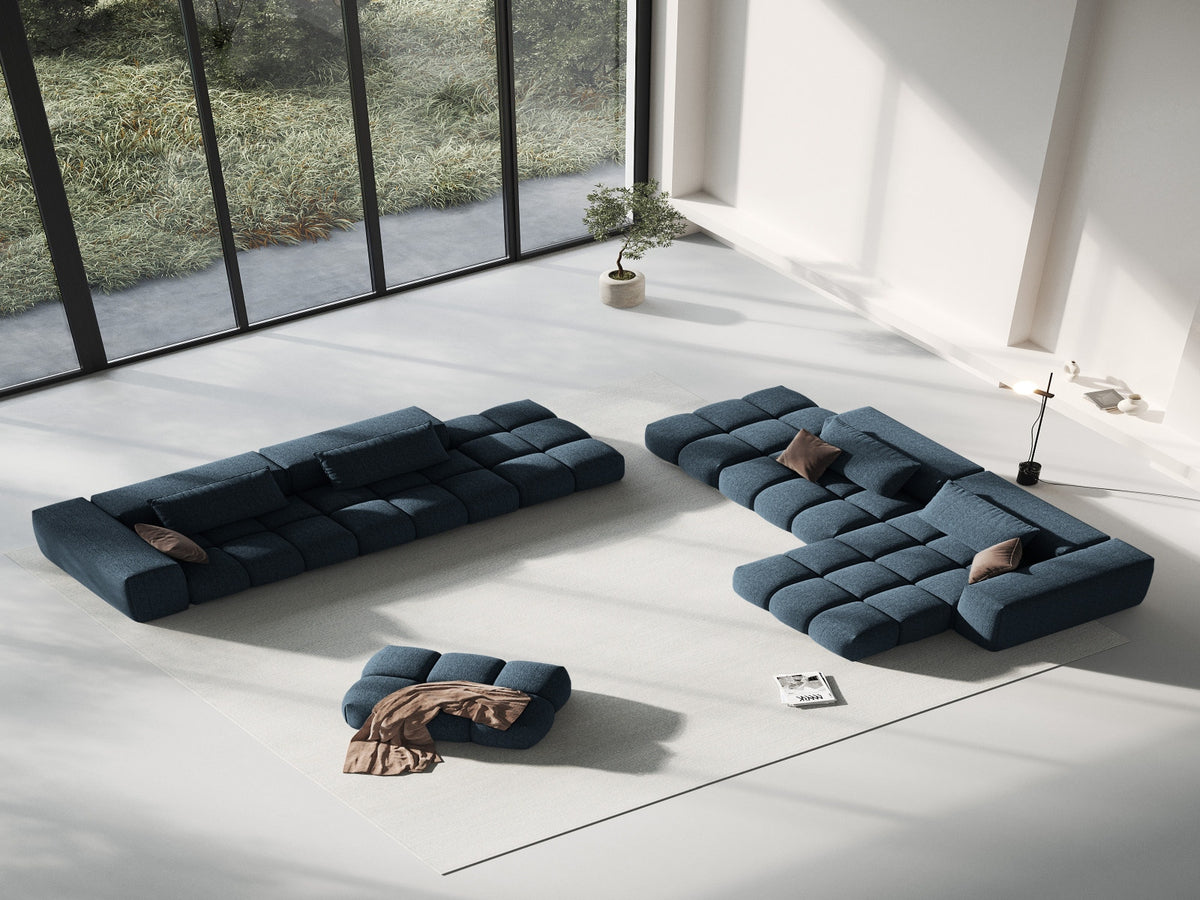 Modulares 4er Sofa Verona Rechts von Cosmopolitan Design in Beige mit Sorella-Strukturstoff, Massivholzrahmen und schwarzen Kunststoffbeinen.