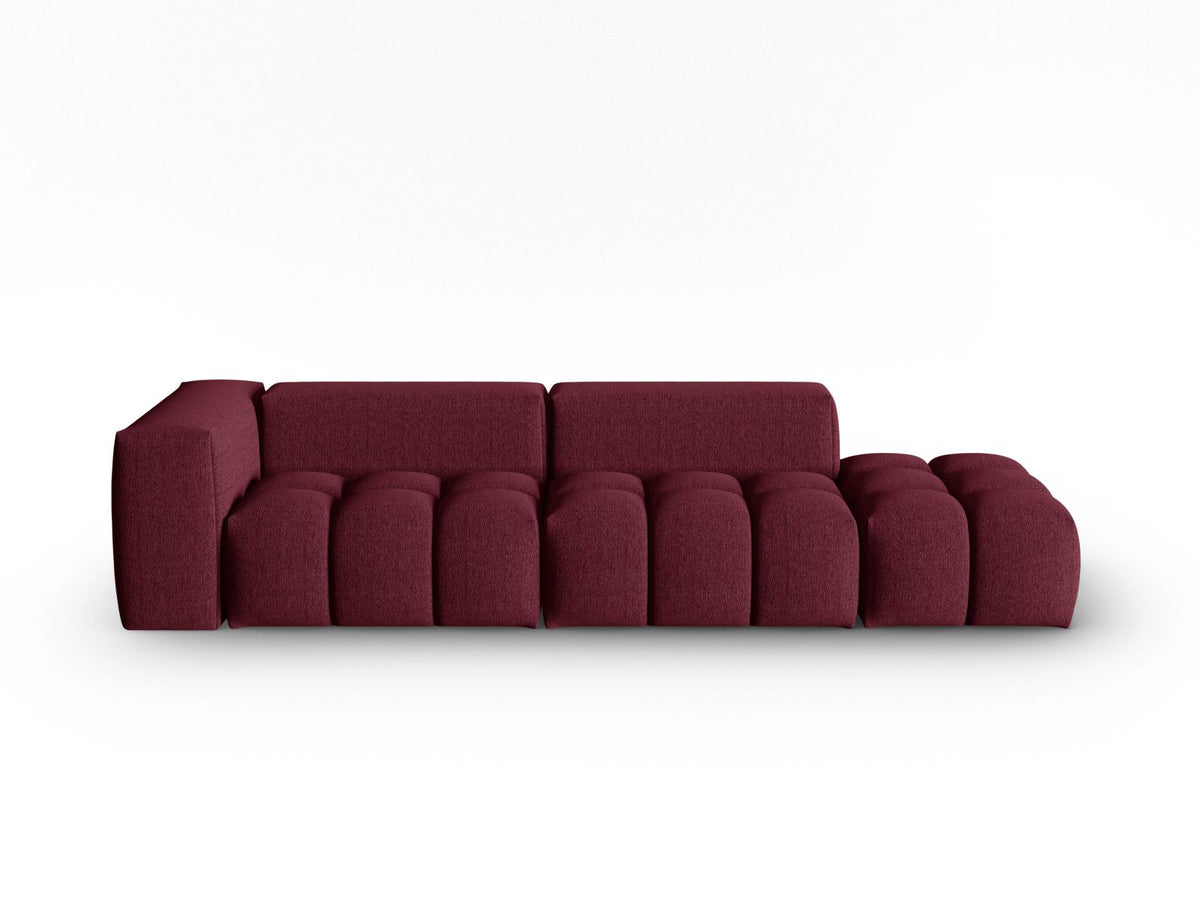 Modulares 4er Sofa Verona Rechts von Cosmopolitan Design in Beige mit Sorella-Strukturstoff, Massivholzrahmen und schwarzen Kunststoffbeinen.
