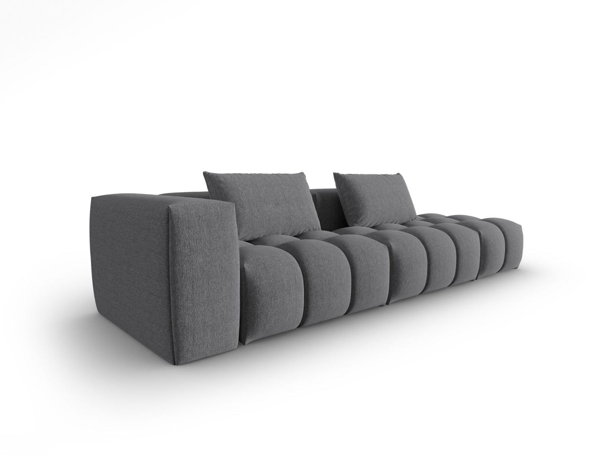 Modulares 4er Sofa Verona Rechts von Cosmopolitan Design in Beige mit Sorella-Strukturstoff, Massivholzrahmen und schwarzen Kunststoffbeinen.