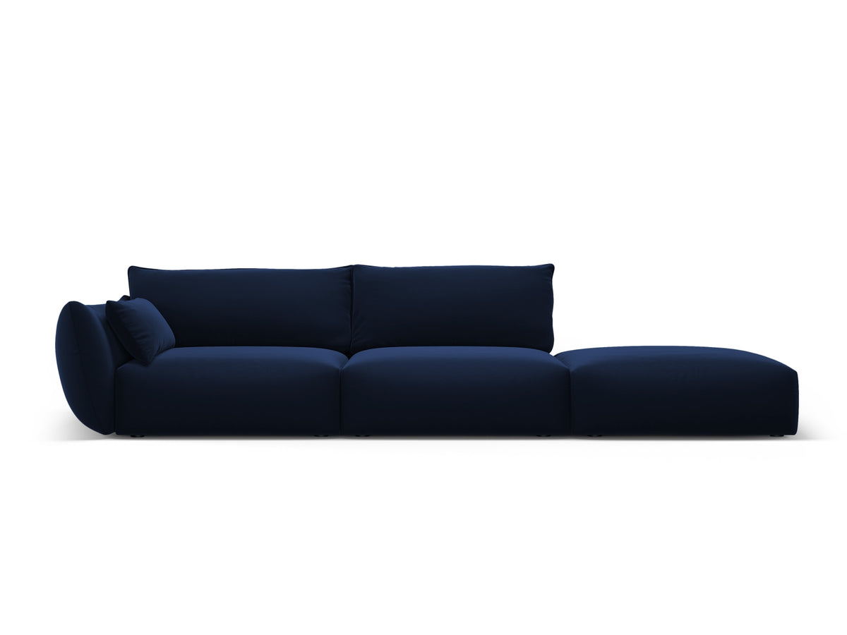 4er Sofa Matera mit Rückenlehne und Ottoman, Stoffbezug, kurze schwarze Beine